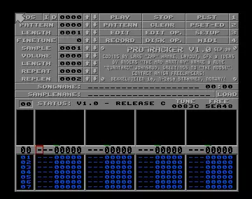 Protracker v1.0 (1990) by Amiga Freelancers